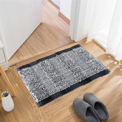 KUBER INDUSTRIES Microfiber Door Mat(Gray, Medium)