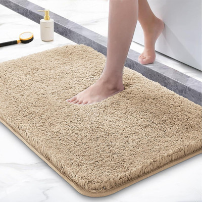 Roseate Microfiber Bathroom Mat(Doormat, Floormat - 40x60 cm, Beige, Free)
