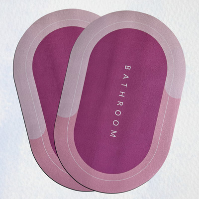 GRISHVA Rubber Bathroom Mat(Pink, Pack of 2, Medium)