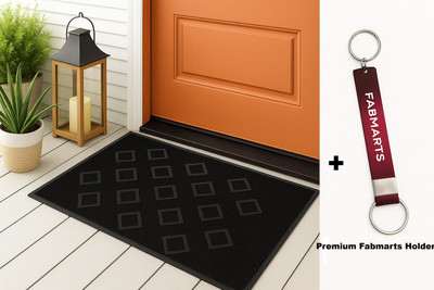 FABMARTS Rubber Door Mat(Black, Medium)