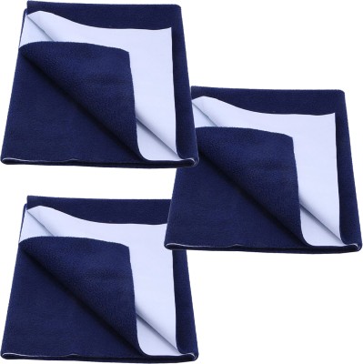 Jaipurlinen Cotton Baby Bed Protecting Mat(Dark Blue, Large, Pack of 3)