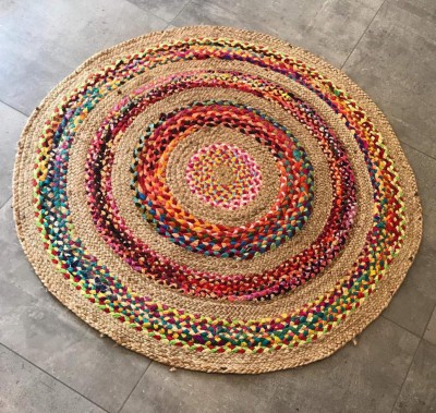 Gs textile Multicolor Jute Carpet(2 ft,  X 2 ft, Square)