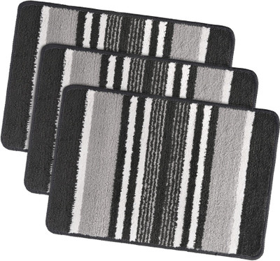 KUBER INDUSTRIES Microfiber Door Mat(Grey, Medium, Pack of 3)