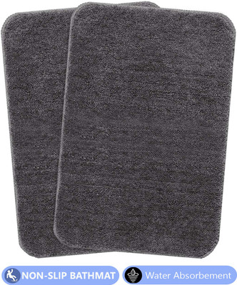 MAA HOME CONCEPT Microfiber Floor Mat(Grey, Medium, Pack of 2)