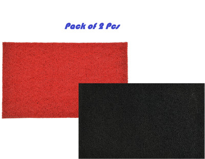ZUCLLIN Rubber Door & Floor Mat(Red, Black, Pack of 2, Medium)