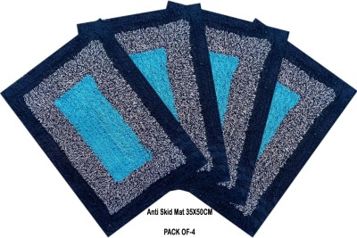 MAA HOME CONCEPT Cotton, Microfiber Door Mat(BLUE2, Small, Pack of 4)