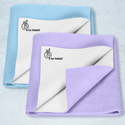 R for Rabbit Polyester Baby Bed Protecting Mat(Blue & Purple, Medium, Pack of 2)