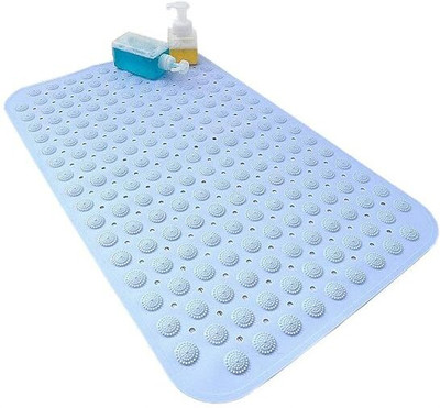 Mighty Rubber Bathroom Mat(Blue, Medium)