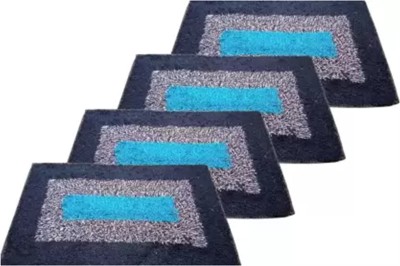 KALYAN GLOBAL Cotton Door Mat(Blue2, Small, Pack of 4)