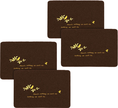 KUBER INDUSTRIES Microfiber Door Mat(Brown, Free, Pack of 4)