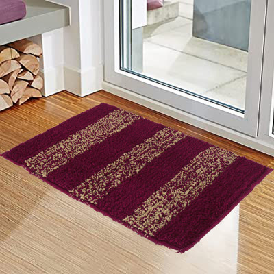 Geeta Enterprise Polyester Door Mat(Maroon, Small)
