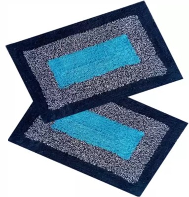 KALYAN GLOBAL Cotton Door Mat(Blue1, Small, Pack of 2)