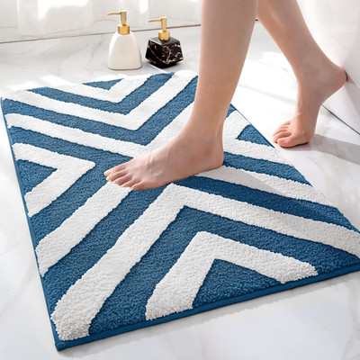 SR Handloom Polyester Door Mat(Blue, Small)