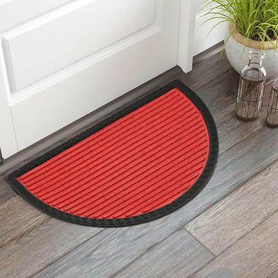 Shoppingzone PP (Polypropylene), Rubber Door Mat(D-Shape-Red, Extra Large)