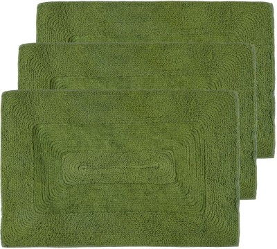 Black Gold Cotton Door Mat(Green, Medium, Pack of 3)