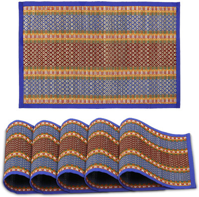 HOKiPO Rectangular Pack of 6 Table Placemat(Blue, River Grass)