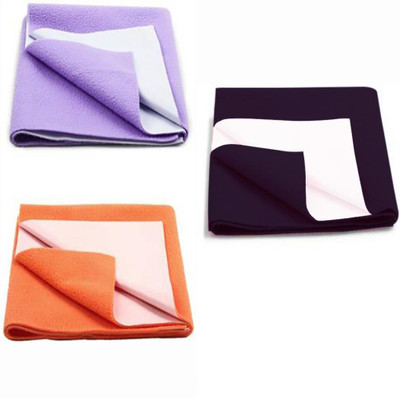 STAR DIVE Microfiber Baby Bed Protecting Mat(Purple, Dark Blue, Orange, Pack of 3, Small)
