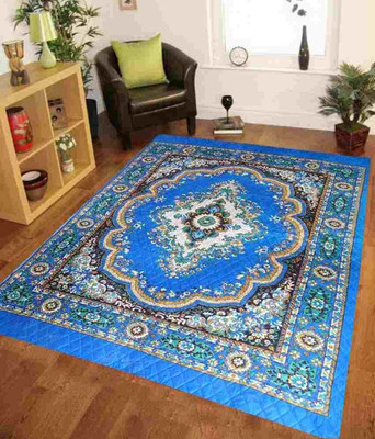 WebDealz 150 cm  X 210 cm Polyester, Jute Carpet(Rectangle, Blue)