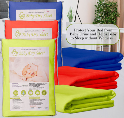 SBTs Cotton Baby Bed Protecting Mat(Red, Mint Green, Navy Blue, Pack of 3, Medium)