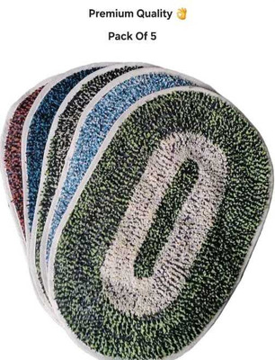 HOME SHINE Microfiber Door Mat(Multicolour-Oval, Pack of 5, Free)