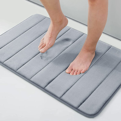 Buganda Microfiber Bathroom Mat(Grey, Medium)