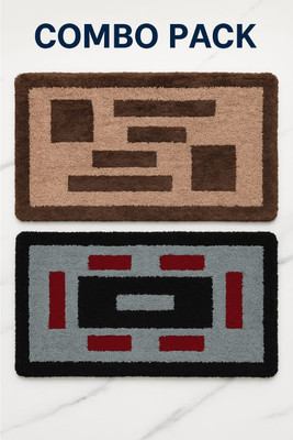KISIWA Cotton Door & Floor Mat(Premium Soft Cotton Anti Skid Water Absorbent MULTICOLOR Combo Pack (40*60 CM), Medium, Pack of 2)
