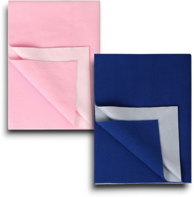 HM POINT Cotton, Bamboo, Microfiber Baby Bed Protecting Mat(PINK, NAVY BLUE, Pack of 2, Medium)