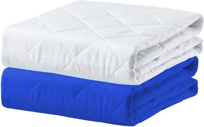 ADBENI HOME Polyester Baby Bed Protecting Mat(Royalblue+White, Extra Large, Pack of 2)