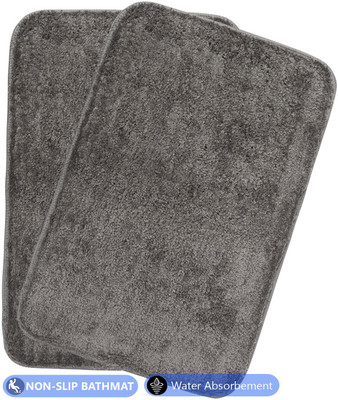 MAA HOME CONCEPT Microfiber Floor Mat(Grey, Medium, Pack of 2)