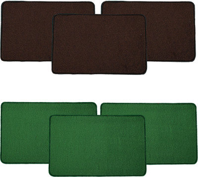 KUBER INDUSTRIES Microfiber Door Mat(Green, Brown, Medium, Pack of 6)
