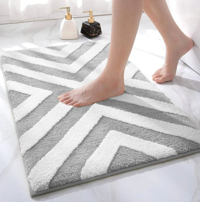HYTYPE Microfiber Door Mat(LightGreyWhite, Large)