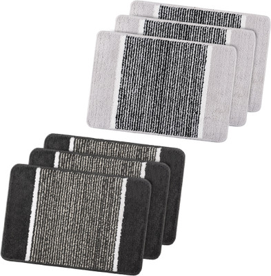 KUBER INDUSTRIES Microfiber Door Mat(Grey, Medium, Pack of 6)