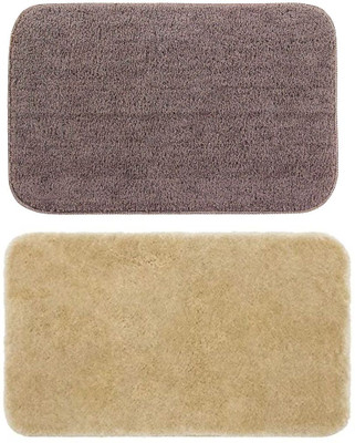 MAA HOME CONCEPT Microfiber Door Mat(Brown & Beige, Medium)