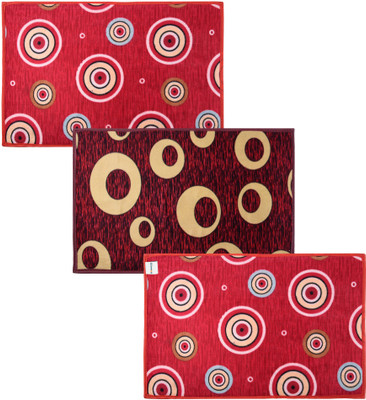HOMESTIC by Kuber Industries Polyester Door Mat(Multicolor, Medium, Pack of 3)