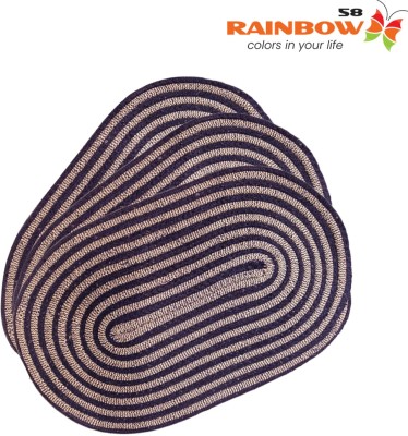 Rainbow58 Cotton Door Mat(Navy Blue, Free, Pack of 3)