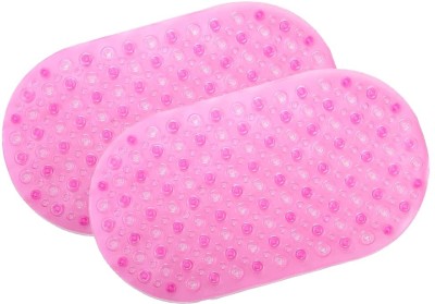 SAVYA HOME PVC (Polyvinyl Chloride) Bathroom Mat(Pink, Large, Pack of 2)