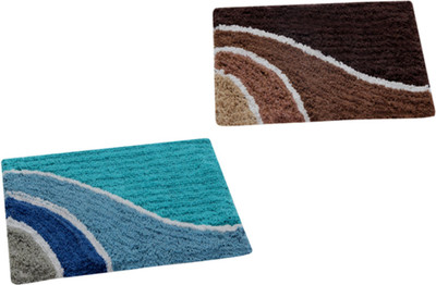 AAZEEM Cotton Door Mat(Multicolor, Medium, Pack of 2)