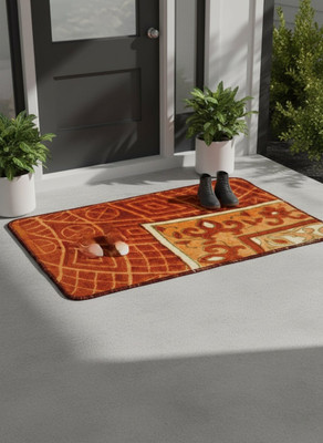 DEMARK Microfiber, Wool Door & Floor Mat(Orange, Medium)