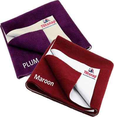 Totsnap Cotton Baby Bed Protecting Mat(Maroon Plum, Pack of 2, Medium)