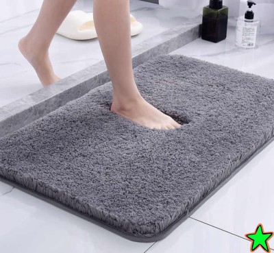 HOWNICE Cotton, Rubber, Microfiber, Plastic Bathroom Mat(Grey, Bedroom Mat, Living Room Mat, Anti Slip Mat, Soft Mat, Medium)