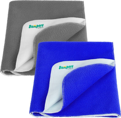 Bumpers The Baby Co. Polycotton Baby Bed Protecting Mat(Brown+Royal Blue, Pack of 2, Small)