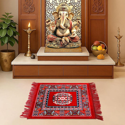 KUBER INDUSTRIES Velvet Prayer Mat(Red, Free)