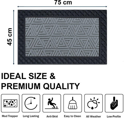 F i Rubber Door Mat(Silver, Small)