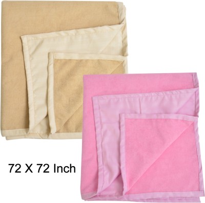 ADBENI HOME Cotton Baby Bed Protecting Mat(Beige+Pink, Extra Large, Pack of 2)