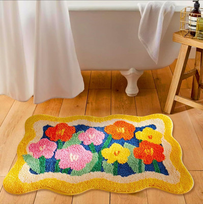 Roseate Microfiber Bathroom Mat(Lily 40x60 cm (Multicolor) Pack of 1, Medium)
