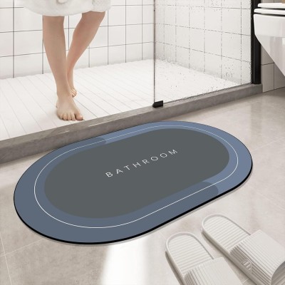 HEZKRT Rubber Bathroom Mat(Dark Blue, Medium)