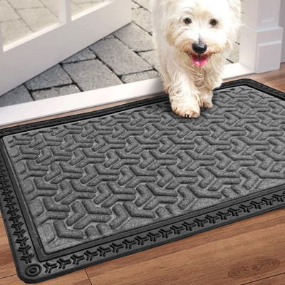 RADHE KRISHNA HANDLOOM Cotton Door Mat(Rubber Grey Mat, Medium)