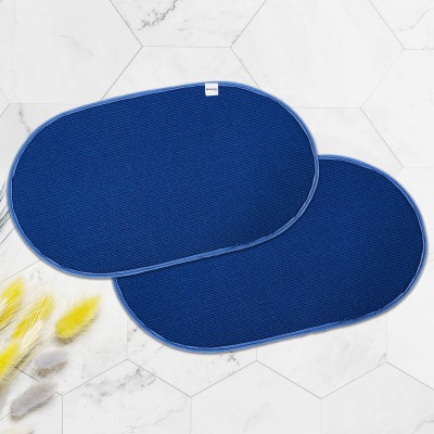 HOMESTIC Microfiber Door Mat(Blue, Free, Pack of 2)