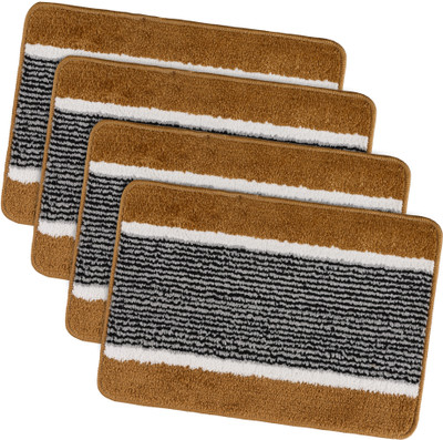 KUBER INDUSTRIES Microfiber Door Mat(Gold, Medium, Pack of 4)