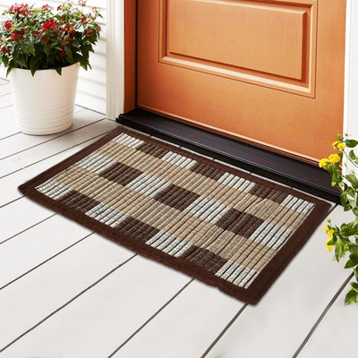 KUBER INDUSTRIES Polyester Door Mat(Brown, Medium)